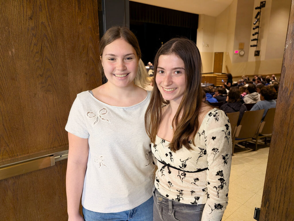 NSHS juniors Isabella Rawson and Julia Dowling attended the April 2 R.I. Supreme Court proceedings at North Smithfield High School.