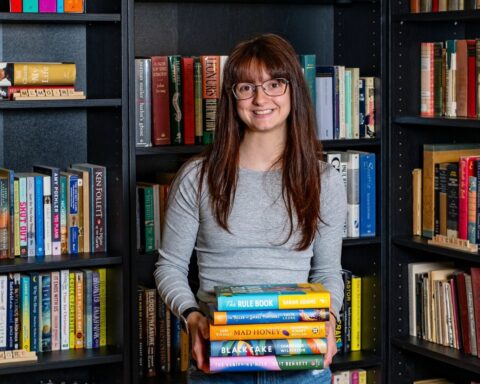 Alyssa Flori in her bookstore.