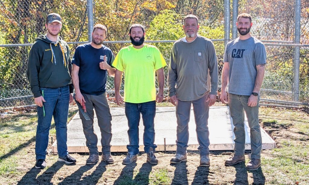 From left are Nathan Webber, Kevin Nanni (of ANDRE Concrete and Excavation), Tom Moniz (owner Legacy Excavation), Tommy Andre (owner of ANDRE Concrete and Excavation) and Brock Whalen (of Legacy Excavation).