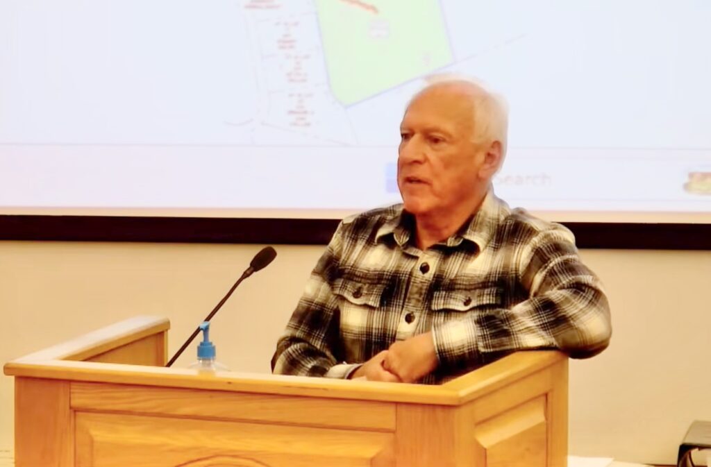 Alfred Hebert speaks at last week's Planning Board meeting.