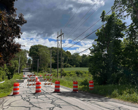 The closed roadway.