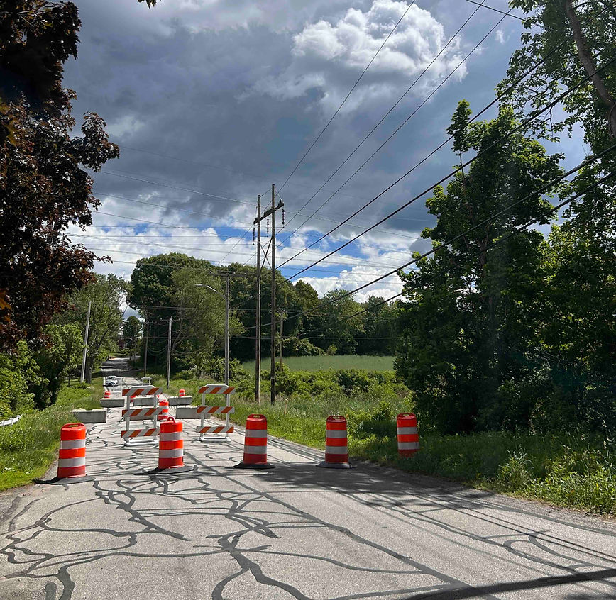 The closed roadway.