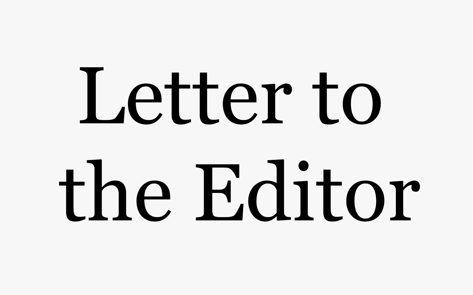 Letter to the Editor