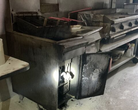 The fire was confined to the area of the fryer.
