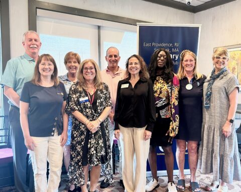 Rotary 7950 District Gov. Nicole Brien, right, installed the East Providence/Seekonk Rotary Club 2026-27 Board at Davenports restaurant. In the front row are, from left, Betty Galligan, Elise Strom, Patty Lyons-Bousquet, Alicia Alexander, and Mary Roda. In the back are, from left, David Kent, Lori Fredericks, and Bart Axelrod.