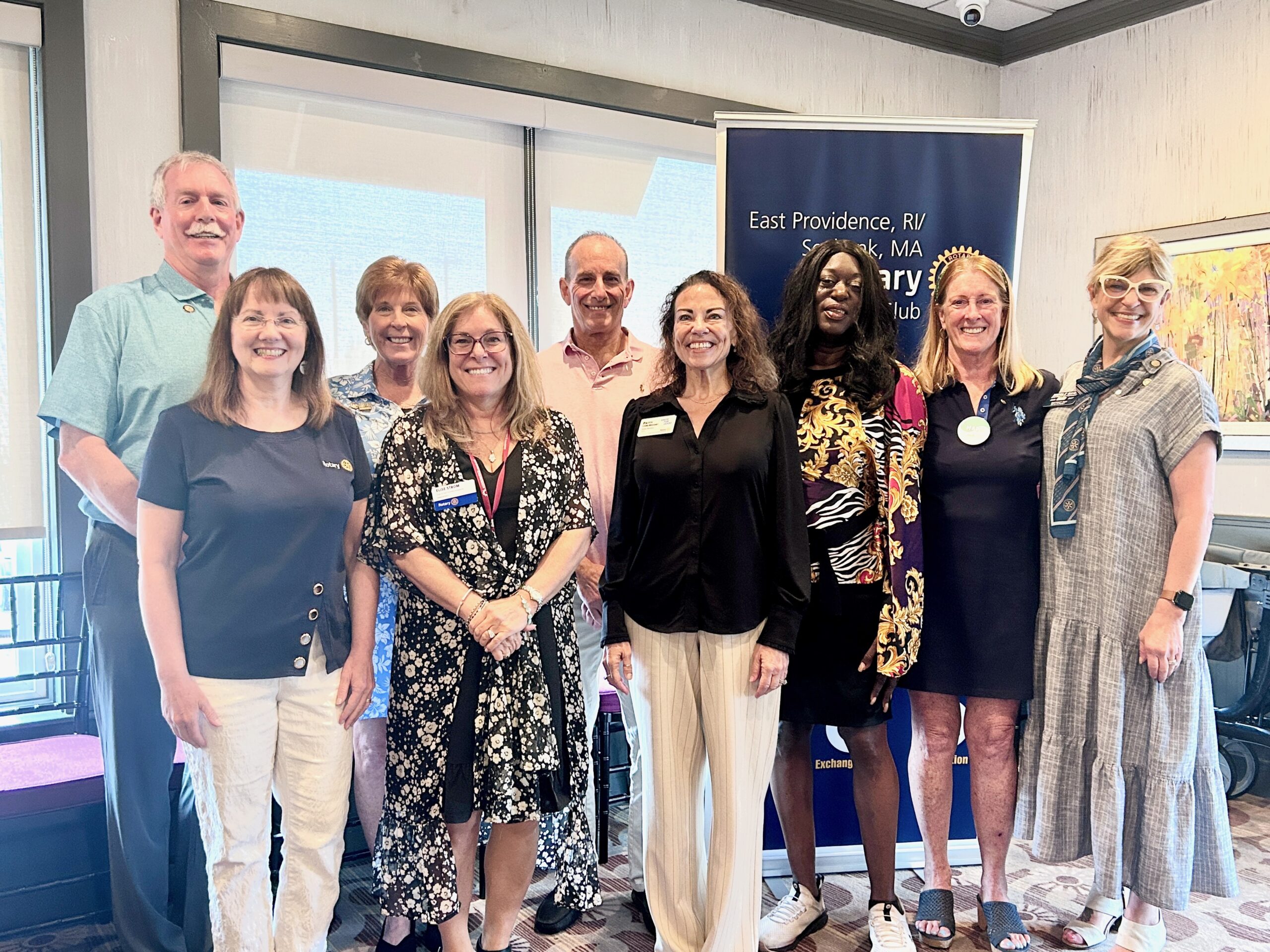 Rotary 7950 District Gov. Nicole Brien, right, installed the East Providence/Seekonk Rotary Club 2026-27 Board at Davenports restaurant. In the front row are, from left, Betty Galligan, Elise Strom, Patty Lyons-Bousquet, Alicia Alexander, and Mary Roda. In the back are, from left, David Kent, Lori Fredericks, and Bart Axelrod.