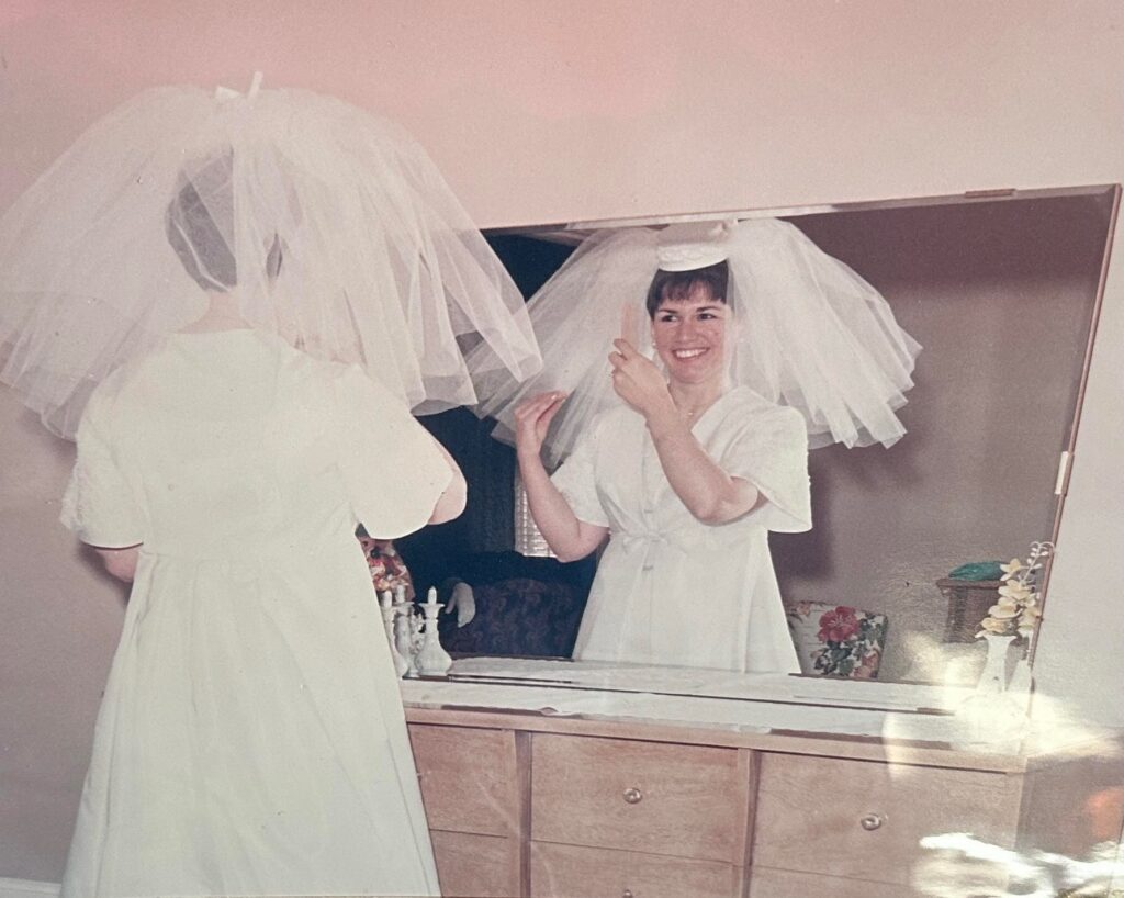 Servizi on her wedding day.