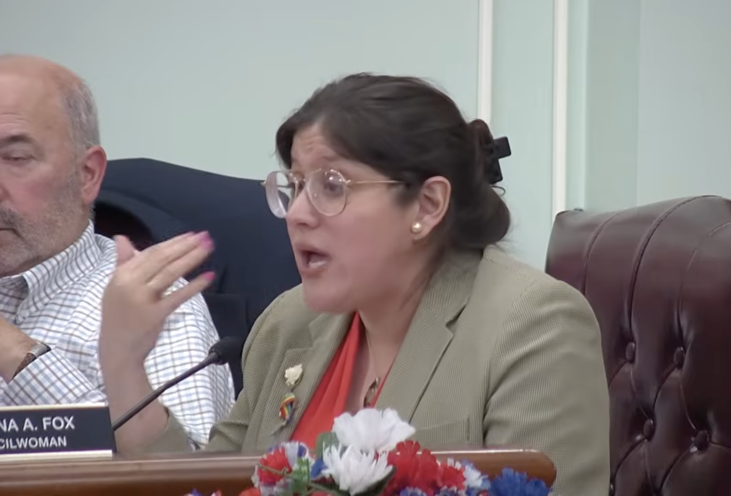 Kristina Fox advocates for speed cameras at Monday's meeting.