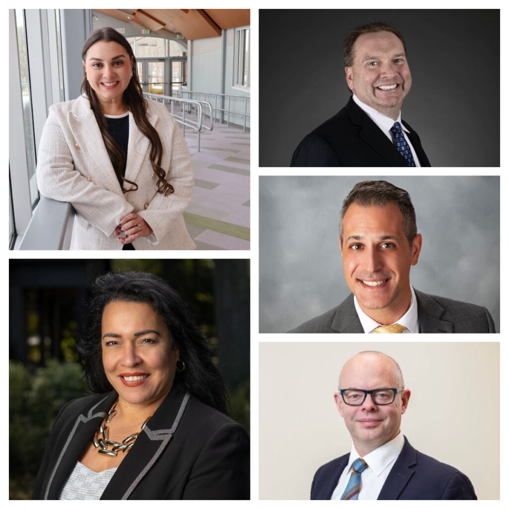 Clockwise from top left are Sandra Cano, Donald Wiseman, James Peluso, Patrick Crowley, and Yahaira “Jay” Placencia.