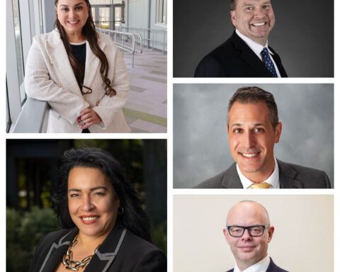 Clockwise from top left are Sandra Cano, Donald Wiseman, James Peluso, Patrick Crowley, and Yahaira “Jay” Placencia.