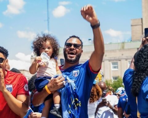 A raucous crowd celebrated Cape Verde's shocking 0-0 draw with Spain in the Pawtucket City Hall parking lot on Monday.