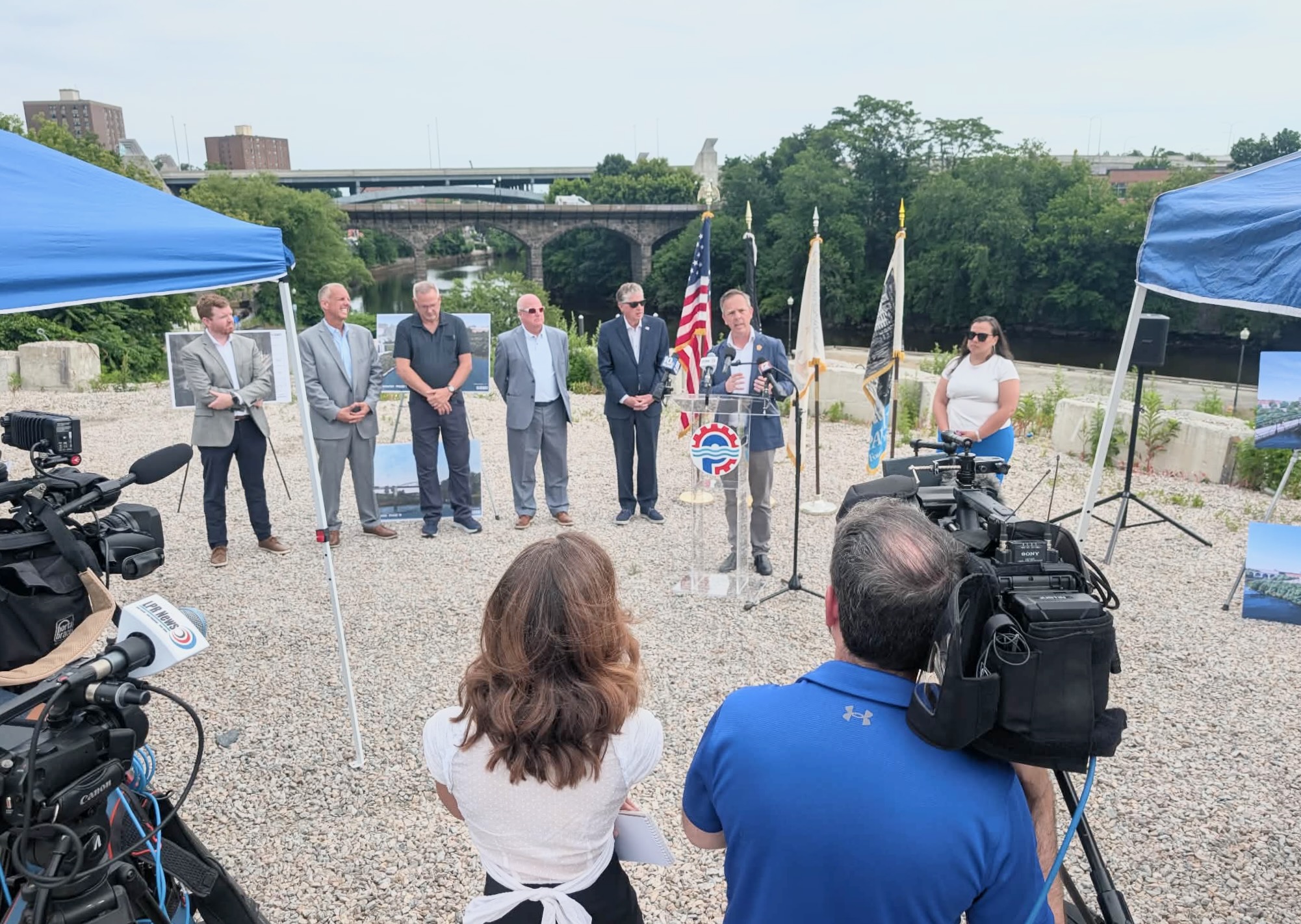 Dan Kroeber speaks during Monday's event near Centreville Bank Stadium.