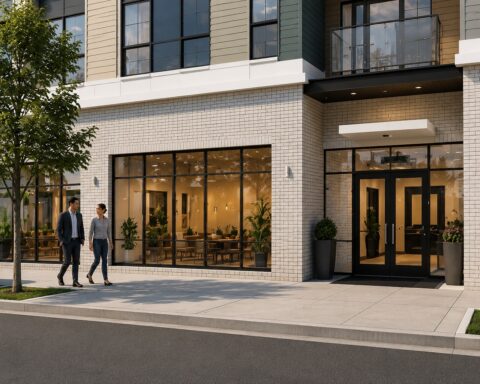 A rendering of the ground floor at Dexter Street Commons, 71 Dexter St., Pawtucket.