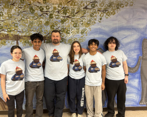 Michael Cook with his students.
