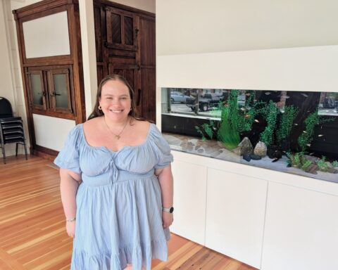 Sarah King in the main downstairs room at the Amaral Building next to Cumberland Town Hall.