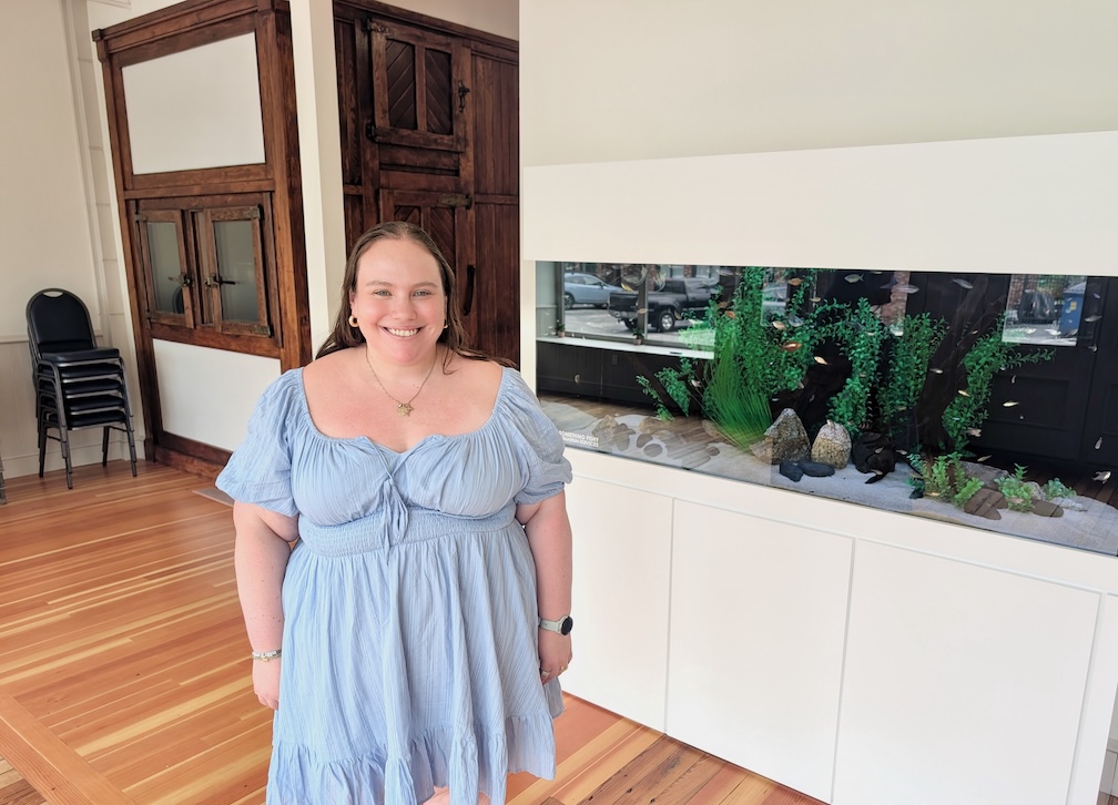 Sarah King in the main downstairs room at the Amaral Building next to Cumberland Town Hall.