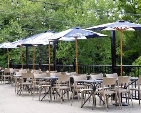 The back patio at River Falls Restaurant in Woonsocket.