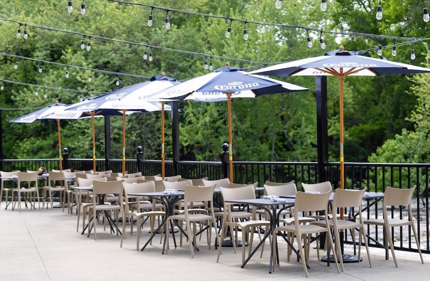 The back patio at River Falls Restaurant in Woonsocket.