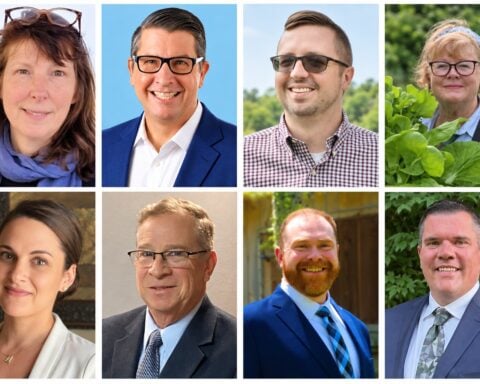 Clockwise from top left are Beth Newberry, David Punchak, Kevin Carriere, Ann Lilley, Sean Fuller, Paul Jones, Michael Plante, and Rebecca DeCristofaro.