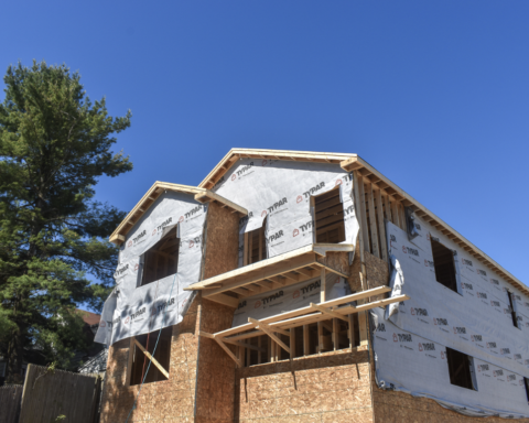 A home under construction in Providence’s Silver Lake neighborhood in May 2026. (Photo by Christopher Shea/Rhode Island Current)